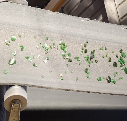 Glass Chips on Convery Belt